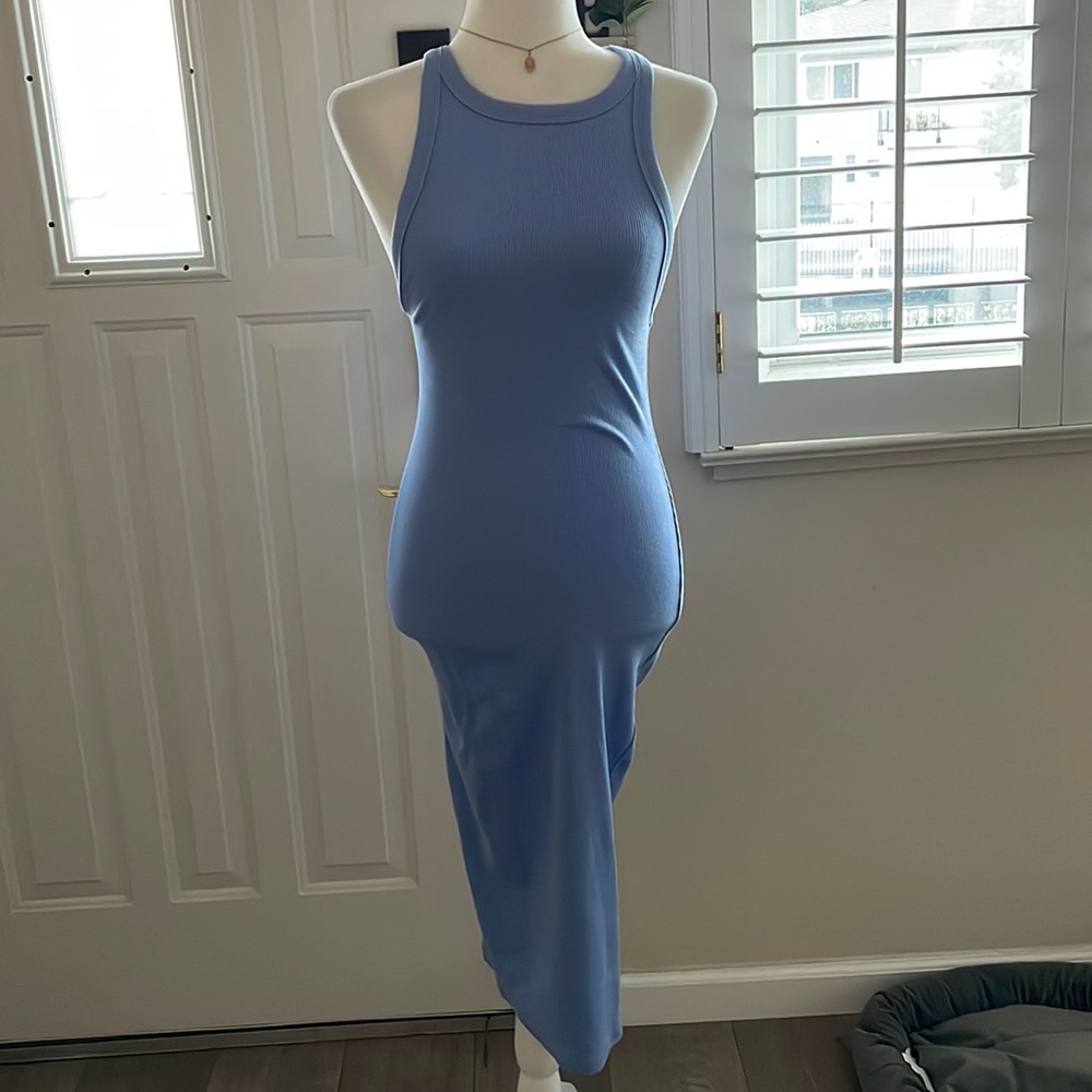 Zara | Ribbed MIDI Dress | Medium | Light Blue